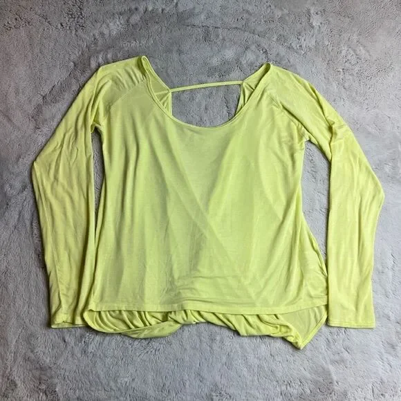 Zyia Active Top Womens Size Medium Open Back Namaste Long Sleeve Yellow - Picture 3 of 8